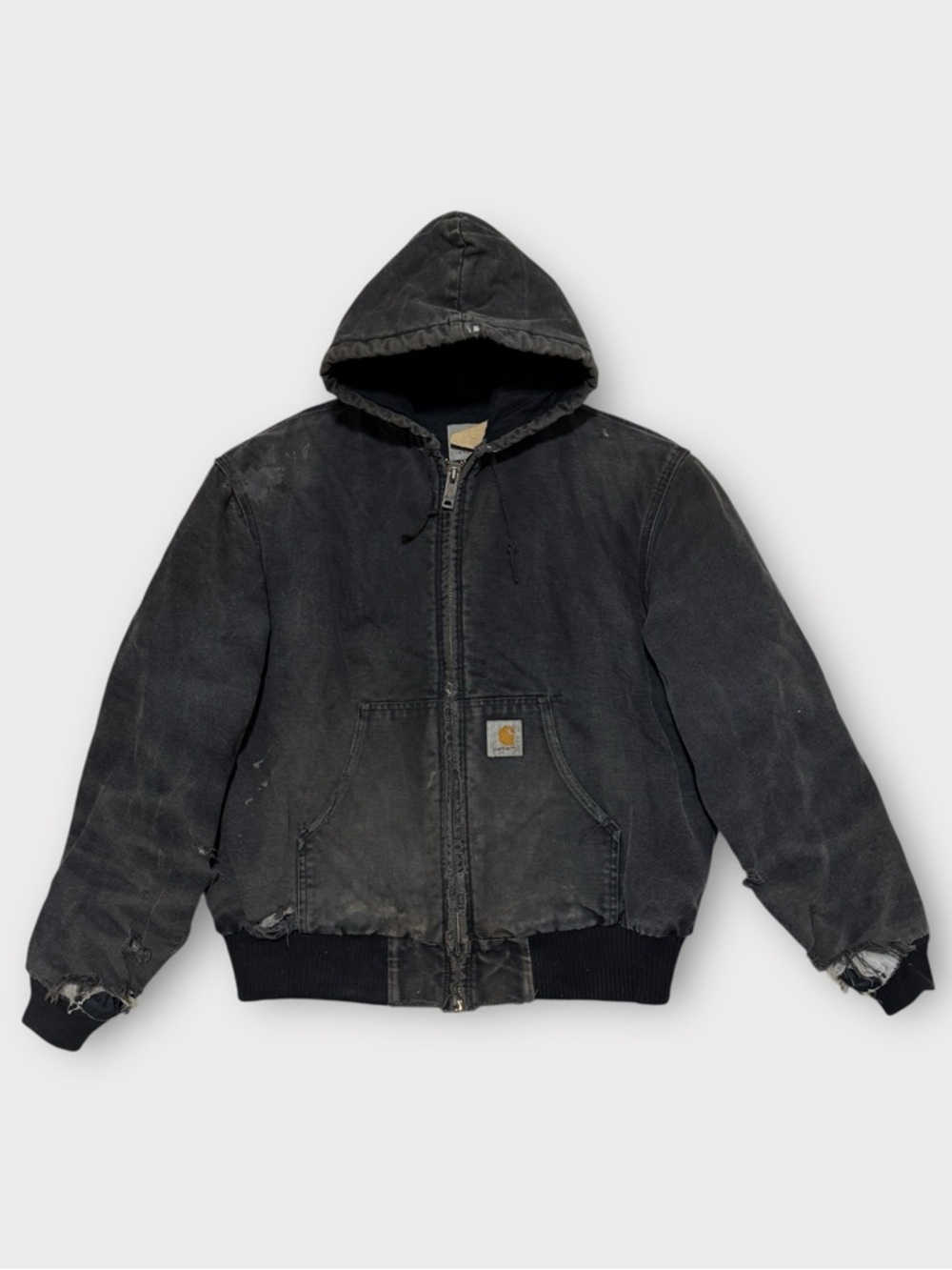 Carhartt Black Hooded Duck Canvas Work Jacket SZ L